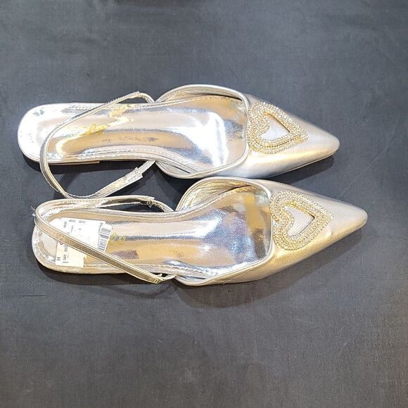 BRAND NEW PAZZLE RHINESTONE HEART DESIGN SLINGBACK FLAT - Picture 11 of 16